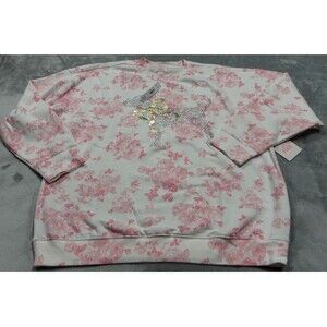 Pink X LoveShackFancy Everblooming XL White Oversized Crew Sweatshirt